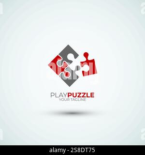 New digital puzzle logo design template Stock Vector