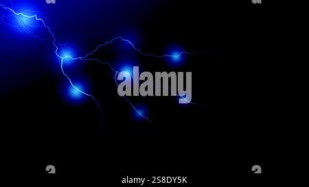 Blue lightning bolt on black color background. vector illustration Stock Vector
