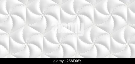 This illustration features a 3D geometric pattern with hexagon tiles, creating a modern and stylish wallpaper design Ideal for contemporary interior a Stock Photo