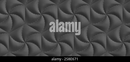 A captivating 3D illustration of geometric hexagon tile pattern, perfect for wallpaper design The dynamic arrangement creates a visually stimulating e Stock Photo