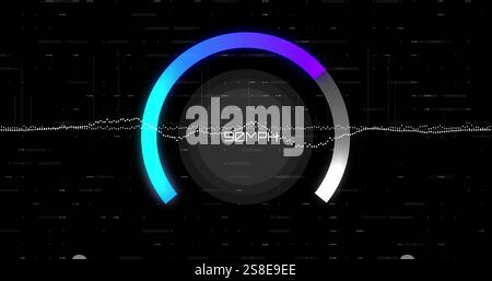 Image of speedometer numbers and data processing over black background Stock Photo