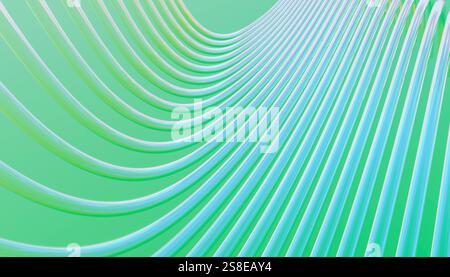 Abstract image featuring dynamic curved light lines set against a smooth green gradient backdrop Perfect for conveying motion, innovation, and modern Stock Photo