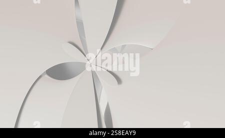 This minimal and elegant image portrays a 3D-rendered abstract background with smooth cream tones. Curved shapes create a soft and flowing visual text Stock Photo