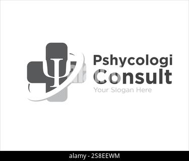 psychology consult and talk logo designs for medical service Stock Vector