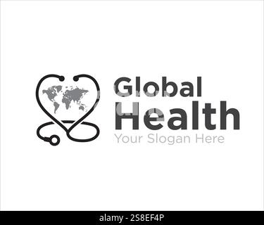 love health with stethoscope logo designs for medical service Stock Vector