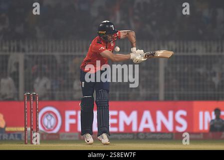 England's Phil Salt plays a shot during the fifth Twenty20 cricket