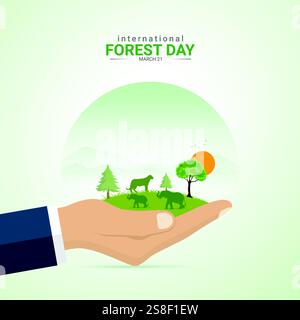 International Day of Forests. Forests Day creative design for social media ads Stock Vector