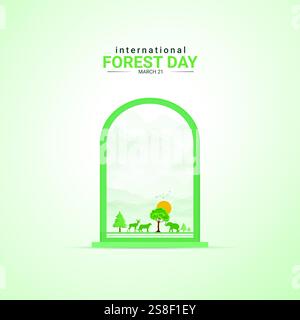 International Day of Forests. Forests Day creative design for social media ads Stock Vector