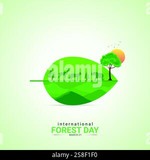 International Day of Forests. Forests Day creative design for social media ads Stock Vector