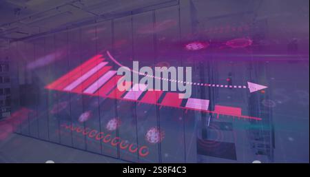 Image of data processing over server room Stock Photo