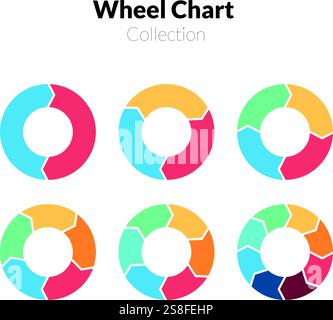 Wheel charts dividing information into parts for strategic analysis Stock Vector