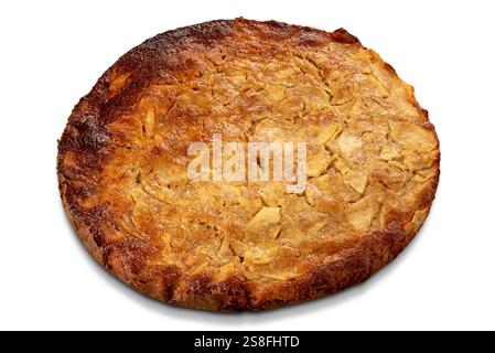 Apple pie isolated on white with clipping path included. Well-baked homemade apple cake Stock Photo