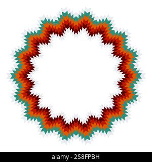 Southwestern Ethnic round geometric seamless frame. Colorful Aztec shape round border. Stock Vector