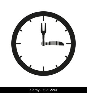 Clock Icon Showing Mealtime With Cutlery Hands, Eating Schedule Concept. Isolated Vector Illustration Stock Vector