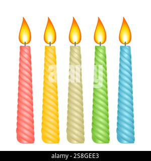 Illustration of the burning candle set Stock Vector
