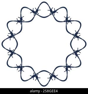 Illustration of an abstract concertina wire or dannert wire coiled into a ring Stock Vector
