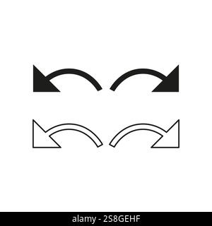 Arrow icon set. Directional arrow symbol. Modern vector design. Simple black shape. Stock Vector