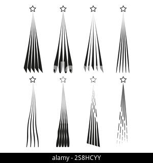 Star light rays. Starburst illustration. Radiating light icon. Linear graphic art. Stock Vector
