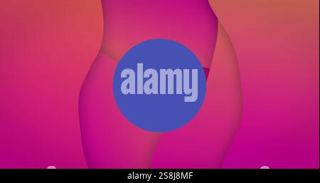 Image of blue circular scanner processing over abstract pink background Stock Photo