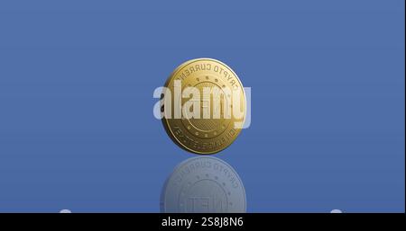 Image of nft financial data processing over blue background Stock Photo