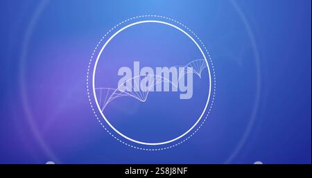 Image of dna strand over white circles Stock Photo