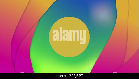 Image of yellow circular scanner processing over colourful abstract background Stock Photo