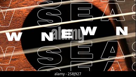 Image of new text over guitar Stock Photo