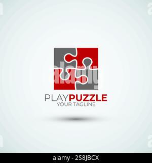 Digital puzzle logo design template Stock Vector