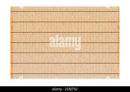 Top View of Food Bamboo Makisu Mat on a white background. 3d Rendering Stock Photo