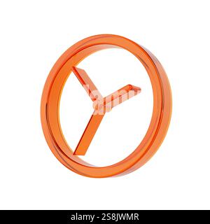 Orange Glass Web Clock Icon on a white background. 3d Rendering Stock Photo