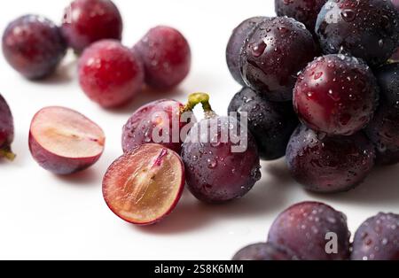 Fresh Japanese Pione Grapes Isolated on White Background. Stock Photo