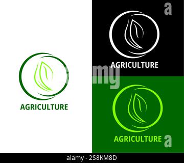 emblem agriculture leaf logo, agriculture leaf logo, agriculture circle logo , Vector illustration Stock Vector