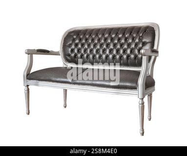 Antique leather sofa isolated on white Stock Photo