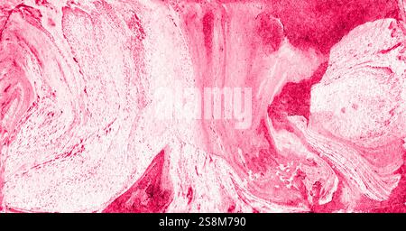 Abstract marble background of different shades of pink and white colors. Chaotic spots, dots, splashes and lines. Uneven spots. In some places they ar Stock Photo