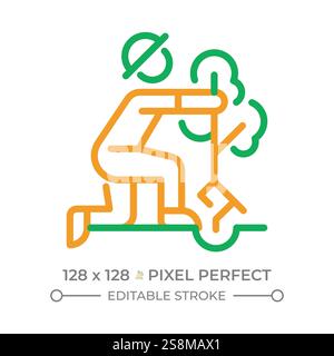 Planting trees two color line icon Stock Vector