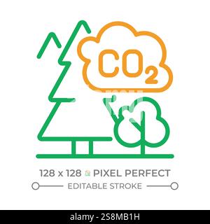 Forest carbon two color line icon Stock Vector