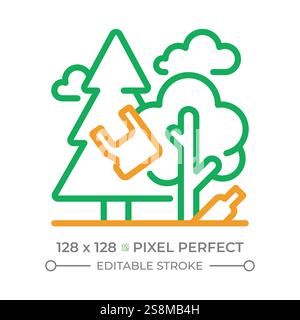 Forest pollution two color line icon Stock Vector