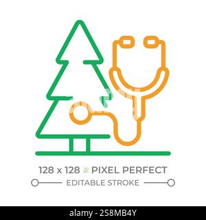 Tree health care two color line icon Stock Vector