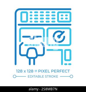 Aircraft cockpit two color line icon Stock Vector