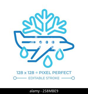 Aircraft deicing two color line icon Stock Vector