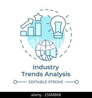 Industry trends analysis soft blue concept icon Stock Vector