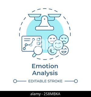 Emotion analysis soft blue concept icon Stock Vector