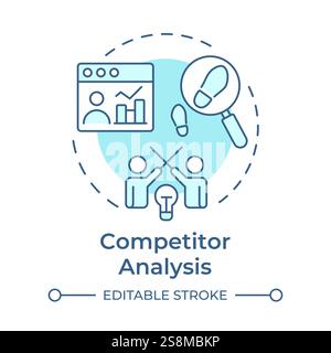 Competitor analysis soft blue concept icon Stock Vector