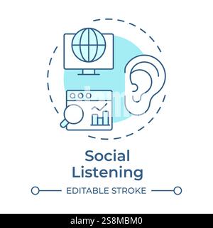 Social listening soft blue concept icon Stock Vector