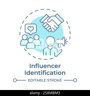 Influencer identification soft blue concept icon Stock Vector