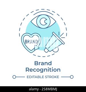 Brand recognition soft blue concept icon Stock Vector