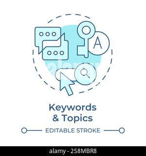 Keywords and topics soft blue concept icon Stock Vector
