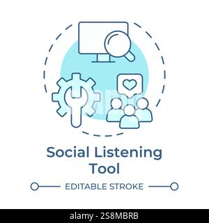 Social listening tool soft blue concept icon Stock Vector