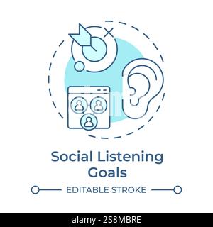 Social listening goals soft blue concept icon Stock Vector