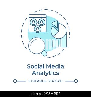 Social media analytics soft blue concept icon Stock Vector